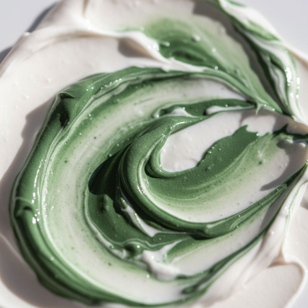 Clay Mask texture - white and green clay swirl